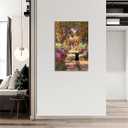 Lwwartxm Monet Garden Black Cat Poster Canvas Wall Art Vintage Famous Oil Paintings for Bathroom Home Office 12"x18" Framed