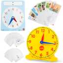 edxeducation Learning Clock Activity Set | 8 Double-Sided Activity Cards and 25 Flashcards | Digital and Analog Teaching Clocks for Kids