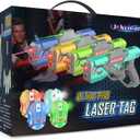 Rechargeable Laser Tag Set with Vests, Upgrade Laser Tag Guns Set of 4 with Mist Spray Effect & LED Digital, Multi Player Toy for Teen Boys & Girls, Indoor&Outdoor Toy Play Game Gift, Ages 8+