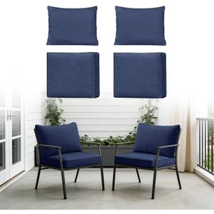 4-Piece Outdoor Patio Cushion Covers, Seat & Back Replacement Set, Covers Only for Patio Furniture, Porch, Deck, Balcony (4Pcs-Blue, 24 * 24 * 4-inch)