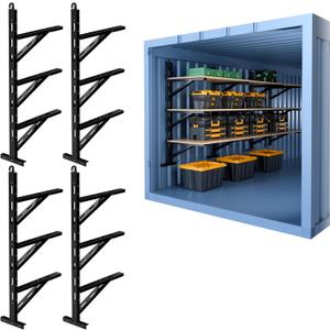 4 Pcs Shipping Container Shelving Bracket, Shipping Container Accessories, Heavy Duty Steel Adjustable Shelf Brackets for Containers Warehouse Garage, 22"(D) x 46.5"(H)