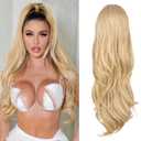 Blonde Ponytail Extension, 26 Inch Drawstring Ponytail Extension for Women Long Blonde Wavy Layered Pony Tails Hair Extensions Synthetic Clip in Ponytail Hairpiece for Women(27/613)