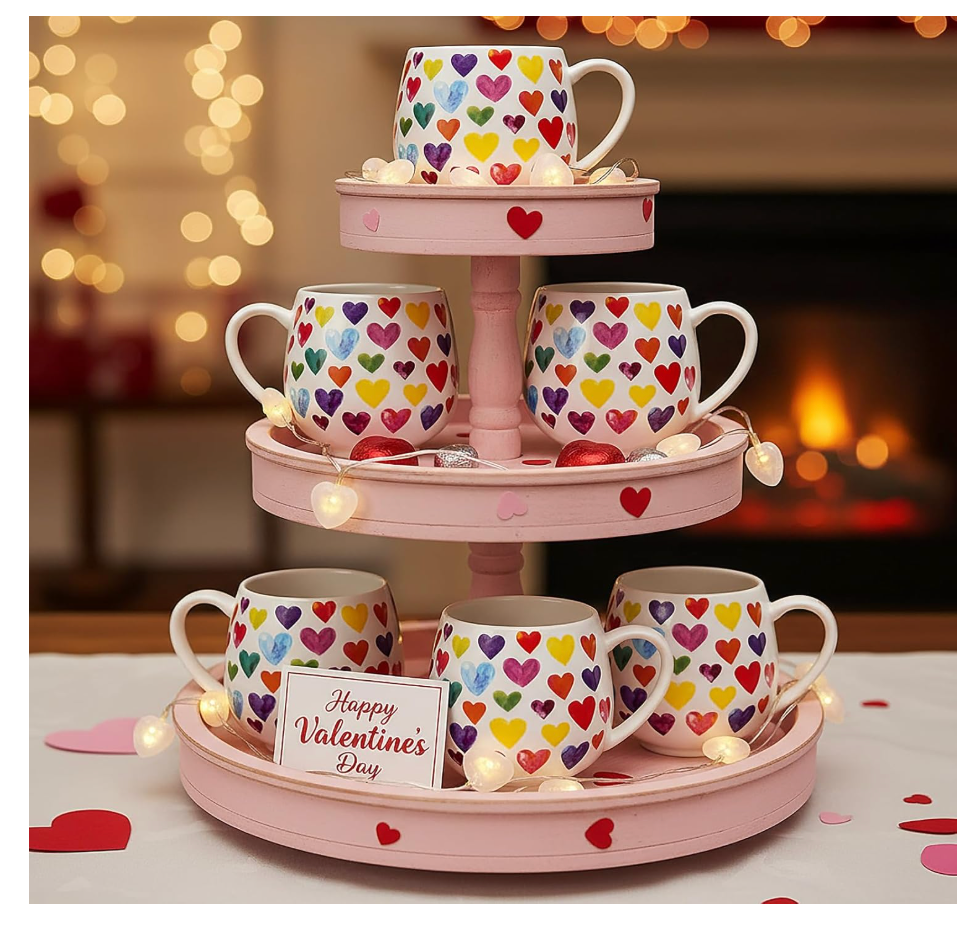 Layhit 6 Pcs Valentine's Day Coffee Mugs 12 oz Valentine Conversation Heart Ceramic Mugs Bulk Cute Couple Cups Set for Anniversary Wedding Engagement Birthday Couple Gifts Mom Girlfriend