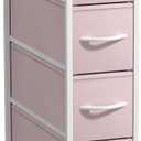 Sorbus Kids Narrow Dresser with 4 Drawers - Vertical Slim Storage Chest of Drawers with Steel Frame, Wood Top & Easy Pull Fabric Bins for Small Spaces, Closets, Bedroom, Bathroom & Laundry (Pink)