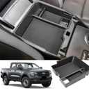 Center Console Organizer Tray Compatible with 2024 2025 Ford Ranger Raptor Lariat XL XLT Armrest Storage Box Insert Interior Accessories-ONLY FIT Electric Handbrake Version