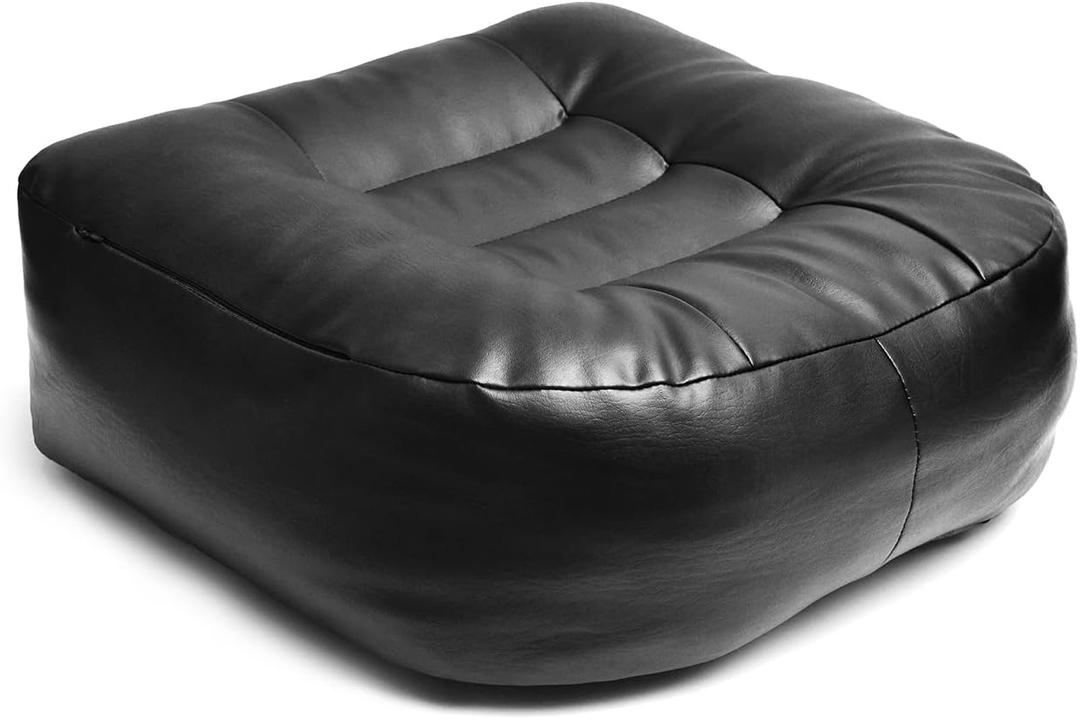 YOUFI Super Thicken Leather Car Seat Cushion for Adults - Portable Angle Lift Seat Pad with Breathable Cover, Handle, and Buckle - Ideal for Trucks, SUVs, and Office Chairs(Black)