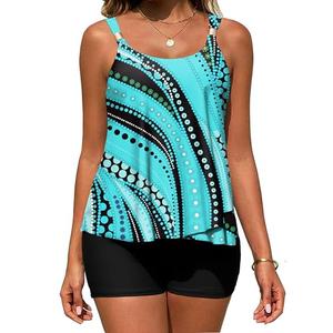 Arolina Tankini Swimsuits for Women 2 Piece Ruffle High Waisted Bathing Suit Built in Bra Stretchy Swimwear 2025 Summer Blue, Size 20w