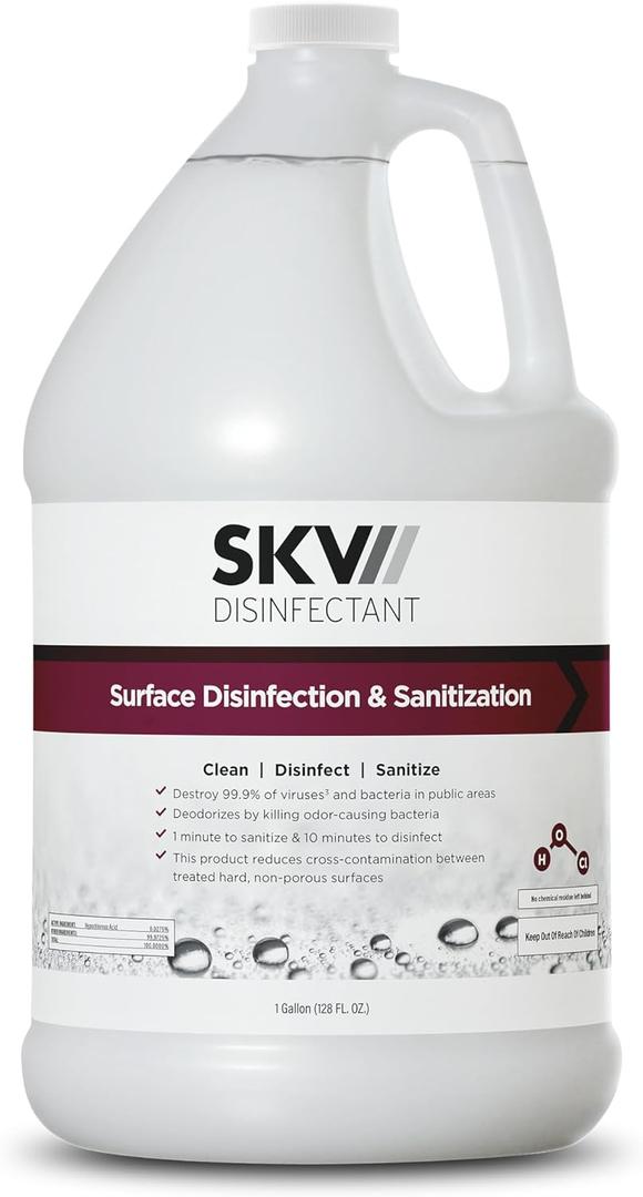 SKV Surface Disinfection and Sanitization | Cleans, Deodorizes, and Disinfects, Made with Hypochlorous Acid and Destroys 99.9% of Viruses and Bacteria. 1 Gallon