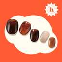 Heyhae Semi Cured Gel Nail Strips | No LED Lamp Needed | Fall, Marble, Brown | Easy Apply & Remove, Salon Quality | Includes 28 Strips, 1 Prep Pads, Nail File & Wooden stick - Hey, Lets Get Cozy