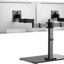 ErGear Freestanding Dual Monitor Stand for 17 to 32 Inch Screens, Computer Monitor Mount for 2 Screens, Dual Monitor Arm with Tempered Glass Base, VESA Mount Desk Stand Holds 22 lbs per Arm