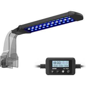 NICREW Marine Clip on Aquarium Light, Saltwater Fish Tank Light for Coral Reef Tanks with LCD Timer, 2 Lighting Modes