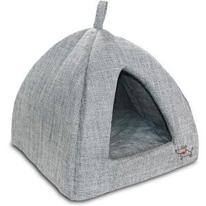 Best Pet Supplies Cat Bed for Indoor Cat, Domed Tent House with Removable Pillow, Covered Cat Cave for Small Dog, Puppies and All Breeds of Cats - Brown Linen, 19 x 19 x H:19"