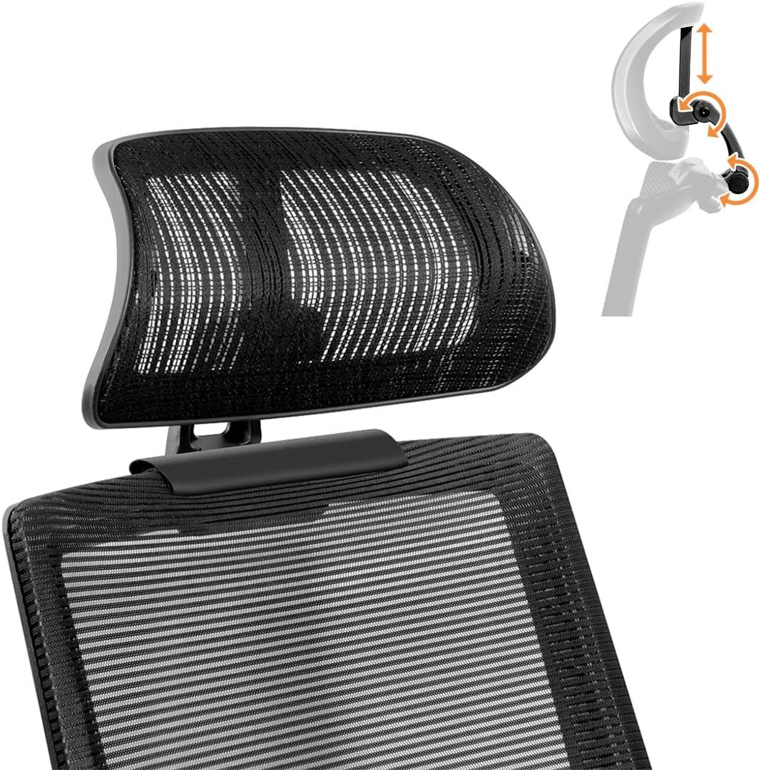 The Office Chair Headrest Attachment Universal, Can Adjust The Height, Inclination, and Distance Between The Front and Back.Mesh Headrest is Suitable for Ergonomic Office Chairs(Black)