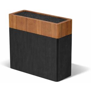 Modern Universal Knife Block Without Knives  Acacia Wood Knife Holder Stand with Bristles for Easy Knife Organization & Storage for Kitchen Counter | Cutlery Display