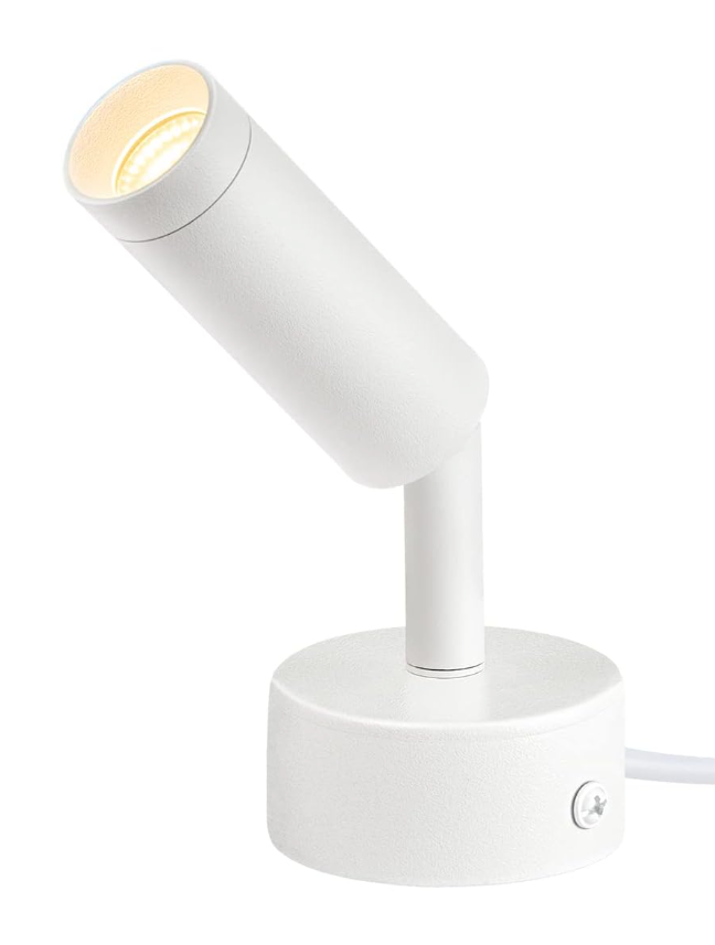 URTOM 1 Pack Indoor Spot Lights, 120V LED Accent Up Lights, 3W Plant Spotlights, 3000K Floor Spotlights for Plants, Pictures, Desk - Uplights with 5.9 FT Plug Cord and Foot Switch