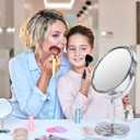 Schliersee 10X Magnifying Makeup Mirror, 8 inch Double Sided Tabletop Mirror, 1X/10X Magnification Standing Swivel Desk Mirror for Dresser Bathroom Bedroom, for Women Girl Gifts
