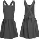 Kids Pinafore Apron, Cross Back Apron, Japanese Style Bib Aprons Home Clothes (60 x 122 cm, Grey)