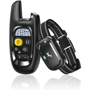 Dog Shock Collar with Remote Control- Training Collar for Small Medium Large Dogs, Electric Collar for Dogs Training Rechargeable, E Collar with Beep, Vibration & Shock-Lock Keypad