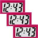 Frienda 3 Pieces Mini Digital Clock Small Magnetic Digital Clock Stick on Battery Operated Self Adhesive Bracket for Car Dashboard Fridge (Red