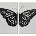 NANKAI Art Hand-Painted Black Butterfly Texture Art Wall Decoration 36x24-inch x2 Contemporary Art Oil Painting Home Living Room Corridor Wall Art