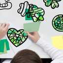 Renbuzhu 40PCS St. Patricks Day Crafts Bulk: Paper Shamrock Suncatchers, Saint Patrick's DIY Kits, Window Stained Glass Effect Art Supplies
