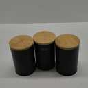 Bekith 3 Pack Kitchen Canisters with Bamboo Lids, Airtight Metal Canister Set, Food Storage Containers Jars for Coffee, Sugar, Tea, Flour, Rustic Kitchen Decor Containers, Black