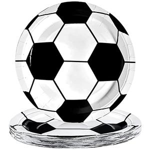 Poqirzan 50PCS Soccer Party Plates Soccer Birthday Party Supplies Soccer Paper Plates Disposable Dinner Plate Paper Food Trays Tableware Soccer Theme Party Supplies for Chips Salad Bread Plates 9 Inch