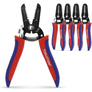 5 Pack Small Wire Strippers and Cutters for 10-22 AWG, Handheld Electrical Wire Stripping Tool Set with Spring-Loaded Pliers and Safety Lock for Low Voltage Wires