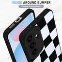 KANGHAR Compatible with Samsung Galaxy S24 Fe Case, Silicone Checkered Cute Pattern, Camera Protection Soft Slim Phone Case for Girls Women -Black and White