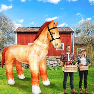 Leyndo 6ft Giant Horse Inflatable Decoration Realistic Lifesize Large Horse Blow up with Built-in LED Lights for Birthday Party Western Rodeo Them Farm Lawn Yard Outdoor Decor