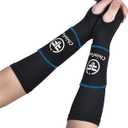 ChinFun Volleyball Arm Sleeves Passing Forearm Padded Sleeves with Protection Pads and Thumbhole for Teen Girls Youth Women (10", Black & Blue)