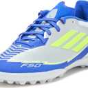 Adidas Unisex-Adult F50 League Messi Turf (10 Women/9 Men, Silver Metallic/Solar Yellow/Lucid Blue)