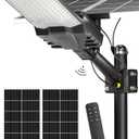 Gefolly SL-18000W Solar Street Lights Outdoor, Commercial Parking Lot Light Dusk to Dawn IP67 Waterproof 6500K Security Flood Lights Lamp for Yard, Road, Basketball Courts