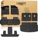 LASFIT Floor Mats & Cargo Liner with Backrest Mat for Chevy Traverse 2024-2026 (Only 7 Seats) & GMC Acadia 2024-2026 (Only 7 Seats) & Buick Enclave 2025-2026, All Weather TPE Custom Fit Floor Liners