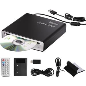 Portable CD Player for Car, External Car CD Player USB Plug & Play, Built-in Decoder for Enhanced AUX Sound, Anti-Skip, Resume Function, Compatible with Most Cars, SUVs, Trucks, TV, PC. Boifun