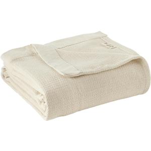 100% Organic Cotton Blanket - GOTS & Fairtrade Certified Organic Cotton Throw Blanket for Bed with a Heavy & Breathable Single Knit Weave - Great as Bedspread or Coverlet (Natural, King/Cal King), Full/Queen
