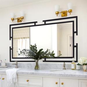 Autdot 60"x30" Large Black Bathroom Mirror, Full Length Mirror Wall Decor with Metal Frame for Living Room, Entryway, Bedroom, Horizontal/Vertical