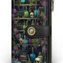 GIANCOMICS Goth Book Shelf Womens Wallet RFID Blocking, Gothic Skull Witchy Credit Card Holder Bifold, PU Leather Travel Billfold, Long Cute Cash Purse, Zipper Coin Pocket Clutch, Ladies Gift Woman