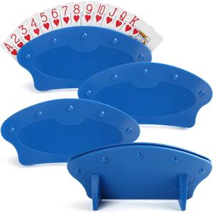 LotFancy Card Holders for Playing Cards, 4-Pack Playing Card Holder for Adults, Kids, Seniors, Plastic, Hands Free, for Family Card Game Nights, Canasta, Poker Parties