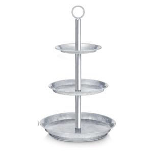 Umigy Galvanized 3 Tier Stand Farmhouse 3 Tier Cupcake Serving Tray Metal Dessert Seafood Display Tower Steel Pastry Holders for Tea Party Wedding Decoration