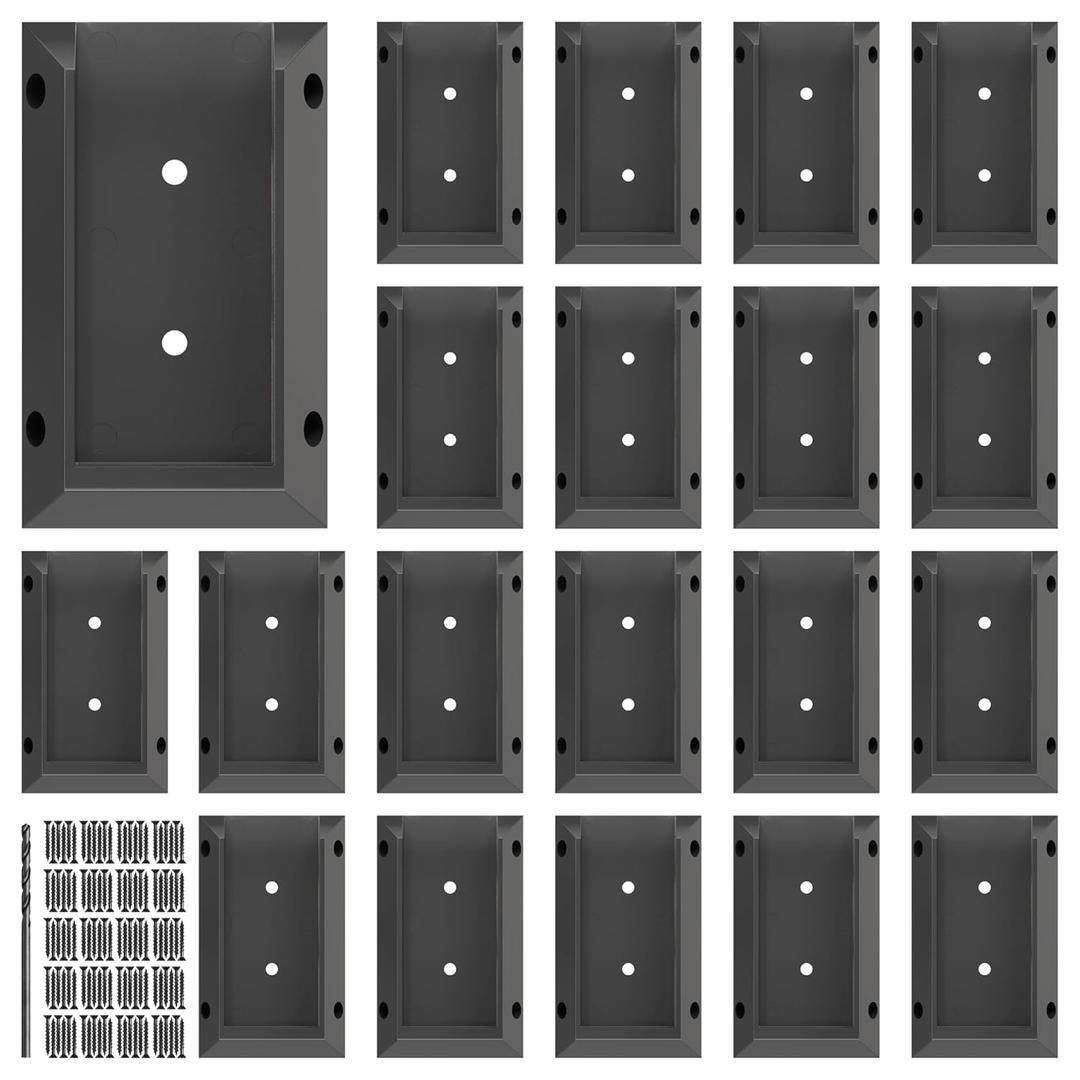 20 pcs Deck Railing Bracket Connectors for 24 (1.5"  3.5) Deck Railing Wood Post, Railing Bracket Stair Fence Railings Handrail with 120pcs Wood Screws and a Drill Bit (20, Black)