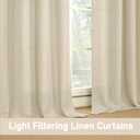 LAMIT Linen Curtains 84 inch Length 2 Panels, Grommet Thick Soft Light Filtering Curtains Privacy Living Room Window Drapes for Bedroom/Farmhouse, W52 x L84, Natural Beige