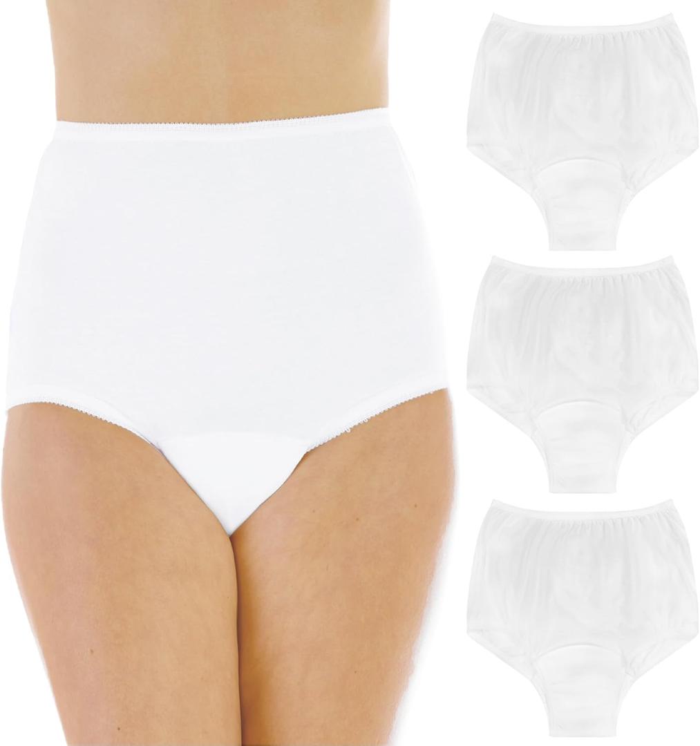 Wearever Women's Cotton Comfort Incontinence Panties for Bladder Control with Regular Absorbency - Reusable & Washable Leak Proof Underwear 150 ml (Pack of 3) (White) (3X) (Fits Hip Sizes: 49-51")