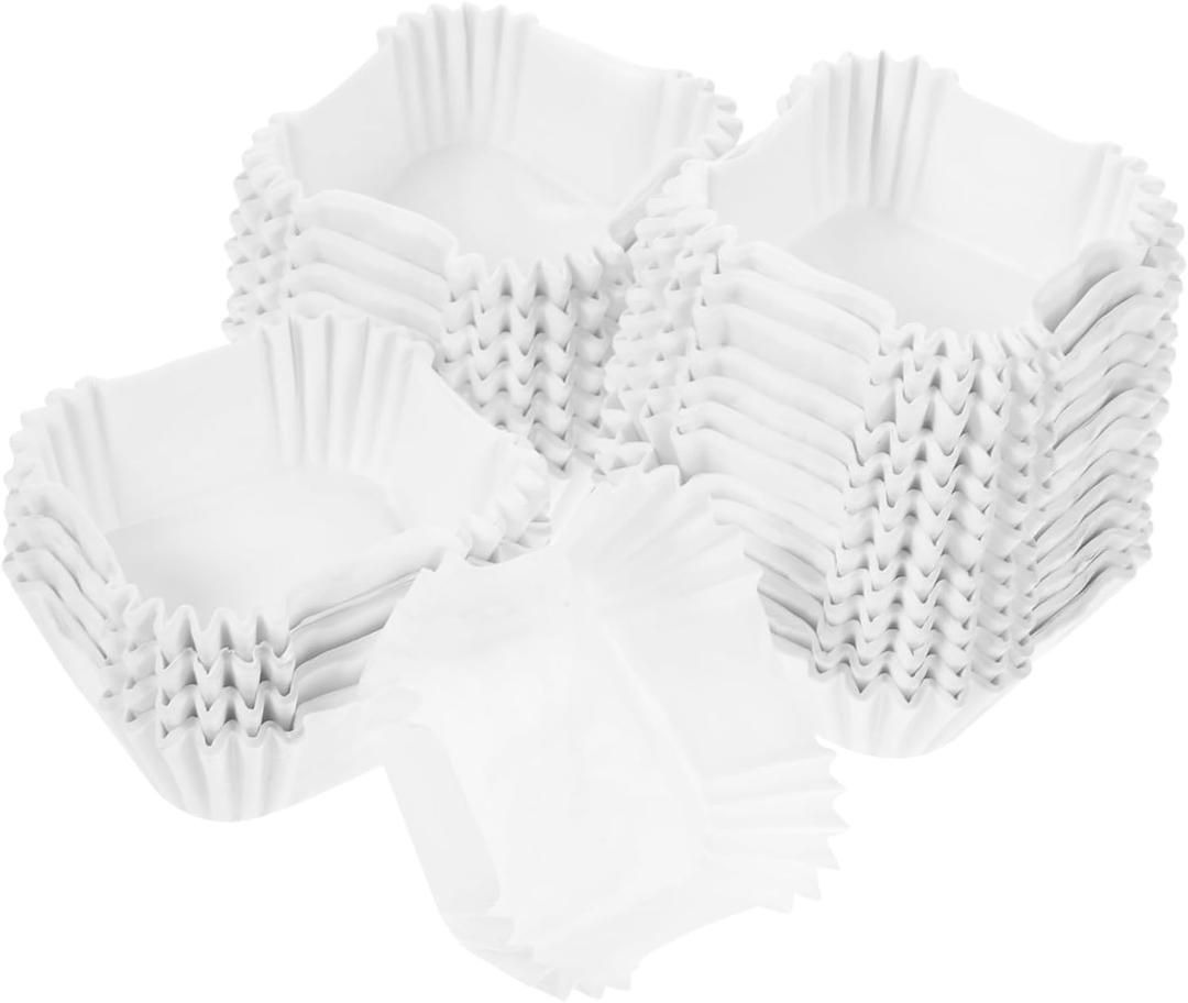 1000 Pcs Square Paper Muffin Cups - Disposable Baking Liners for Cupcakes and Desserts Greaseproof White Cake Wrappers for Parties and Events (6.50X6.50X2.50CM)