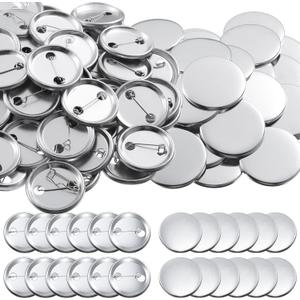 300 Pieces Blank Button Making Supplies Round Badge Button Parts Metal Button Pin Badge Kit for Button Maker Machine, Including Metal Shells Back Cover and Clear Film (Tinplate, 1.46 Inch)