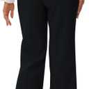 Soojun Women's Flat Front Wide Leg Pants Business Casual Trousers Office (Black)