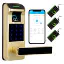 Harfo Fingerprint Door Lock, Heavy Duty Full APP Control Touchscreen Keypad Keyless Lock with Reversible Handle, Perfect for Home/Office/Bedroom Doors (Gold)