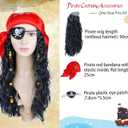 Pirate Costume Wig Set Halloween Dress Up Pirate Wig Bandana Eye Patch Theme Party Pirate Cosplay Accessories