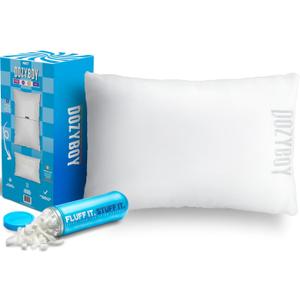 Fluff and Stuff Comfort Pillow | Queen Size Memory Foam Pillows, Chiropractor Designed and Approved 2-in-1 Back Support and Bed Pillows | Fully Adjustable Pillow (White, Queen (Pack of 1))