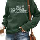 FAYALEQ Christmas Sweatshirt Women Merry Christmas Shirt Pullover Xmas Graphic Long Sleeve Tops (Green, S)